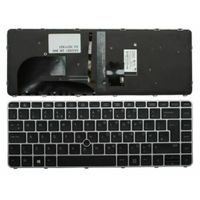 Notebook keyboard for HP EliteBook 745 840 G3 G4 with pointstick backlit frame silver big 'Enter' - thumbnail