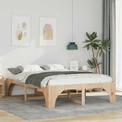 Bedframe met opslag Bruin 160 x 200 cm Massief grenenhout