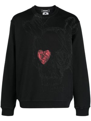 Dsquared2 Sweater met doodskopprint - Zwart Dsquared2 Sweater met doodskopprint - Zwart
