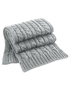 Beechfield CB499 Cable Knit Melange Scarf - Light Grey - 168 x 27 cm