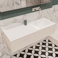 Mondiaz Lush Cloud badmeubel underlayment 120 cm 1 lade solid surface enkele spoelbak rechts zonder kraangat