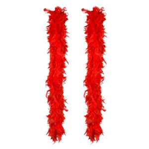 Carnaval verkleed boa met veren - 2x - rood - 180 cm - 50 gram - Glitter and Glamour