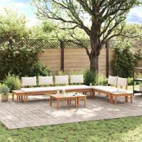Tuinbankset met kussen met opslag 5 pcs Bruin en Crème