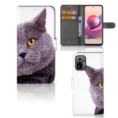 Xiaomi Redmi Note 10S | 10 4G | Poco M5s | Telefoonhoesje | Met pasjeshouder | Kat