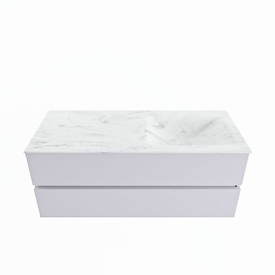 MONDIAZ VICA-DLUX 120cm badmeubel onderkast Cale 2 lades. Inbouw wastafel CLOUD rechts zonder kraangat, kleur Opalo.