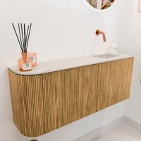 Toiletmeubel Mondiaz Joya Dlux | 101.6 cm | Meubelkleur Oak | Faye wastafel Meli Wasbak Rechts | Zonder kraangat(en)