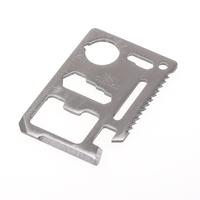 10 stuks 11 in 1 outdoor Portable multifunctionele RVS holle tool kaart cutter met leergeval grootte: 6 9 x 4.5 cm (zilver)