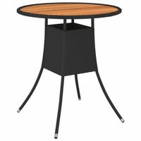 vidaXL Tuintafel Ø70 cm poly rattan en massief acaciahout zwart