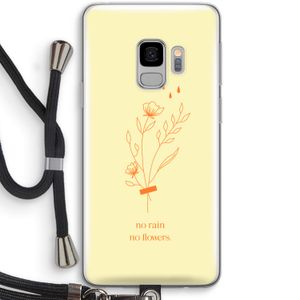 No rain no flowers: Samsung Galaxy S9 Transparant Hoesje met koord