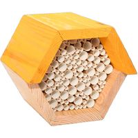 Esschert Design bijenhuis 14,6 x 14,8 cm hout naturel/geel
