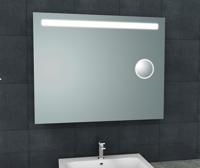 Badkamerspiegel met scheerspiegel Tigris | 100x80 cm | Rechthoekig | Directe LED verlichting | Drukschakelaar