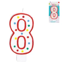 Amscan taartkaars cijfer 8 wit 13 cm | 24 stuks