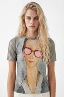 T-shirt met texturen en kunstwerk - BLACK - S