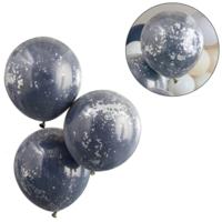 Ginger Ray ballonnen double stuffed blauw\zilverkleurig 3 stuks | 20 stuks