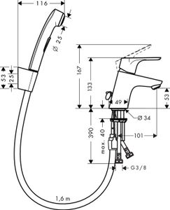 Hansgrohe Focus 70 bidetkraan met handdouche Chroom