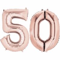 Folie ballon cijfer 50 rose goud - thumbnail