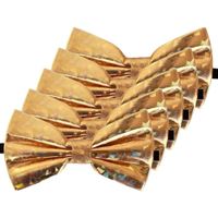 5x Holografische gouden verkleed vlinderstrikken/vlinderdassen 13 cm voor dames/heren   - - thumbnail