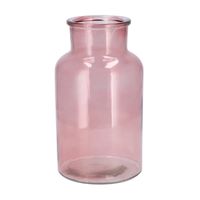 DK Design Bloemenvaas melkbus fles - helder glas oudroze - D15 x H26 cm   -