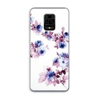 Waterverf bloemen: Xiaomi Redmi Note 9 Pro Transparant Hoesje