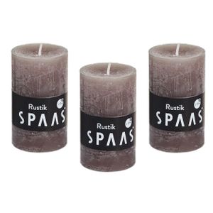 8x Taupe rustieke cilinderkaars/stompkaars 5x8 cm 17 branduren