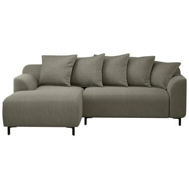 Bank Elsa met chaise longue links - stof Eden - mokka - Leen Bakker