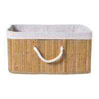 Opbergmand met deksel rechthoek laag - bamboe - 26x35x18 cm Opbergmand met deksel rechthoek laag - bamboe - 26x35x18 cm