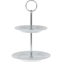 Excellent Houseware Etagere - 2 laags - porselein - 21 cm