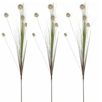 Kunstgras/rietgras kunstplant tak - 3x stuks - losse steel - groen - 84 cm