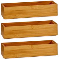 3x Stuks Kast/lade/make-up organizers bamboe hout bakje 23 x 7 x 5 cm