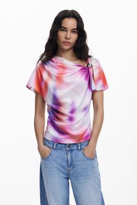 Gedrapeerde blouse met kleurverloop - MATERIAL FINISHES - M