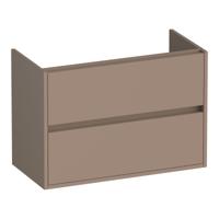 Brauer Adore - Onderkast Ondiep - 80 cm - met 2 Softclose Lades Greeploos en 1 Sifon Uitsparing - Mat Mokka