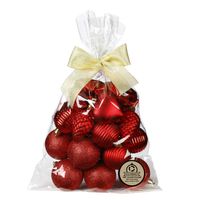 Kerstballen en ornamenten - 30x - kunststof - rood -in giftbag