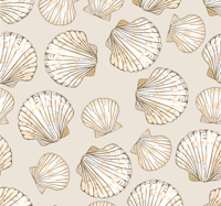 Beige behangpapier Grote en kleine schelpen