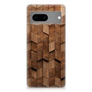 Bumper Hoesje voor Google Pixel 7 Wooden Cubes