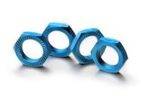 Wielmoeren 17mm (4), met ribbels - Blauw Wielmoeren 17mm (4), met ribbels - Blauw