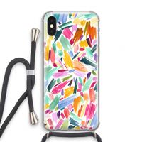 Watercolor Brushstrokes: iPhone X Transparant Hoesje met koord