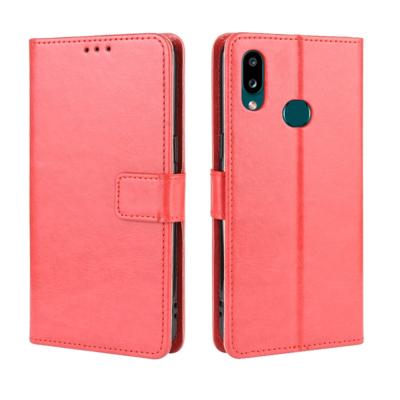 Voor Galaxy A10s retro Crazy Horse textuur horizontale Flip lederen draagtas met houder & kaartsleuven & fotolijstjes (rood)