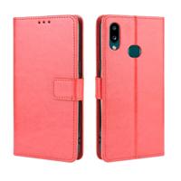 Voor Galaxy A10s retro Crazy Horse textuur horizontale Flip lederen draagtas met houder & kaartsleuven & fotolijstjes (rood)