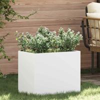 Tuin Bloempot Wit 50 x 32 x 40 cm Koudgewalst staal