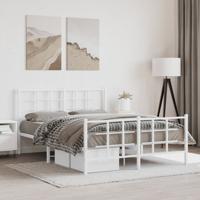 Bedframe met hoofd- en voeteneinde metaal wit 140x190 cm