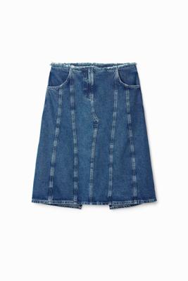 Midi-rok, gestreept denim-effect. - BLUE - M