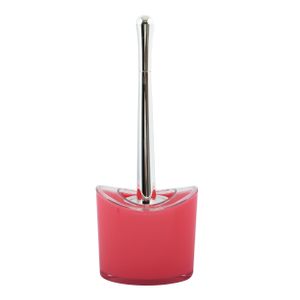 MSV Toiletborstel in houder/wc-borstel Aveiro - PS kunststof/rvs - fuchsia roze/zilver - 37 x 14 cm   -