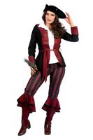 Piraat Outfit Dame burgundy/zwart premium - thumbnail