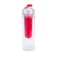 Drinkfles/waterfles - met fruitfilter - rood - 700 ml - bidon - fruit infuser