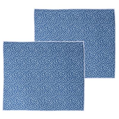 Afwas afdruipmat keuken - 2x - absorberend - microvezel - blauw stip - 40 x 48 cm