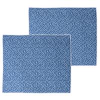 Afwas afdruipmat keuken - 2x - absorberend - microvezel - blauw stip - 40 x 48 cm