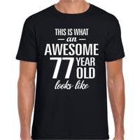 Awesome 77 years - geweldig 77 jaar cadeau t-shirt - zwart - voor heren - Verjaardag cadeau