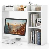 Bureaurek Tafelrek met 4 Planken en Open Vak Opbergsysteem Multifunctionele Tafelorganizer voor Bureau 94 x 25 x 74 cm (Wit)