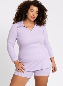 Yoek Polo-tuniek flare LOUNGE | Licht Paars | Maat 54/56