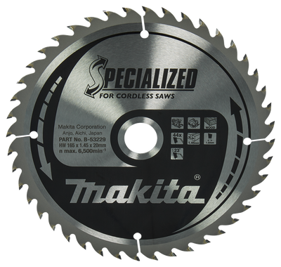 Makita Accessoires Cirkelzaagblad Hout | Specialized 165x20x1,45 44T 23g - B-53229 B-53229